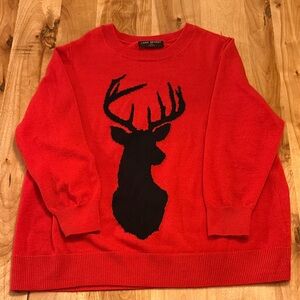 Lane Bryant Red Sweater with Black Deer Motif